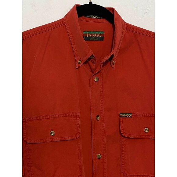 Tango by Max Raab Long Sleeve Button Down Casual Shirt Dark Red Mens Size Medium - Picture 3 of 11
